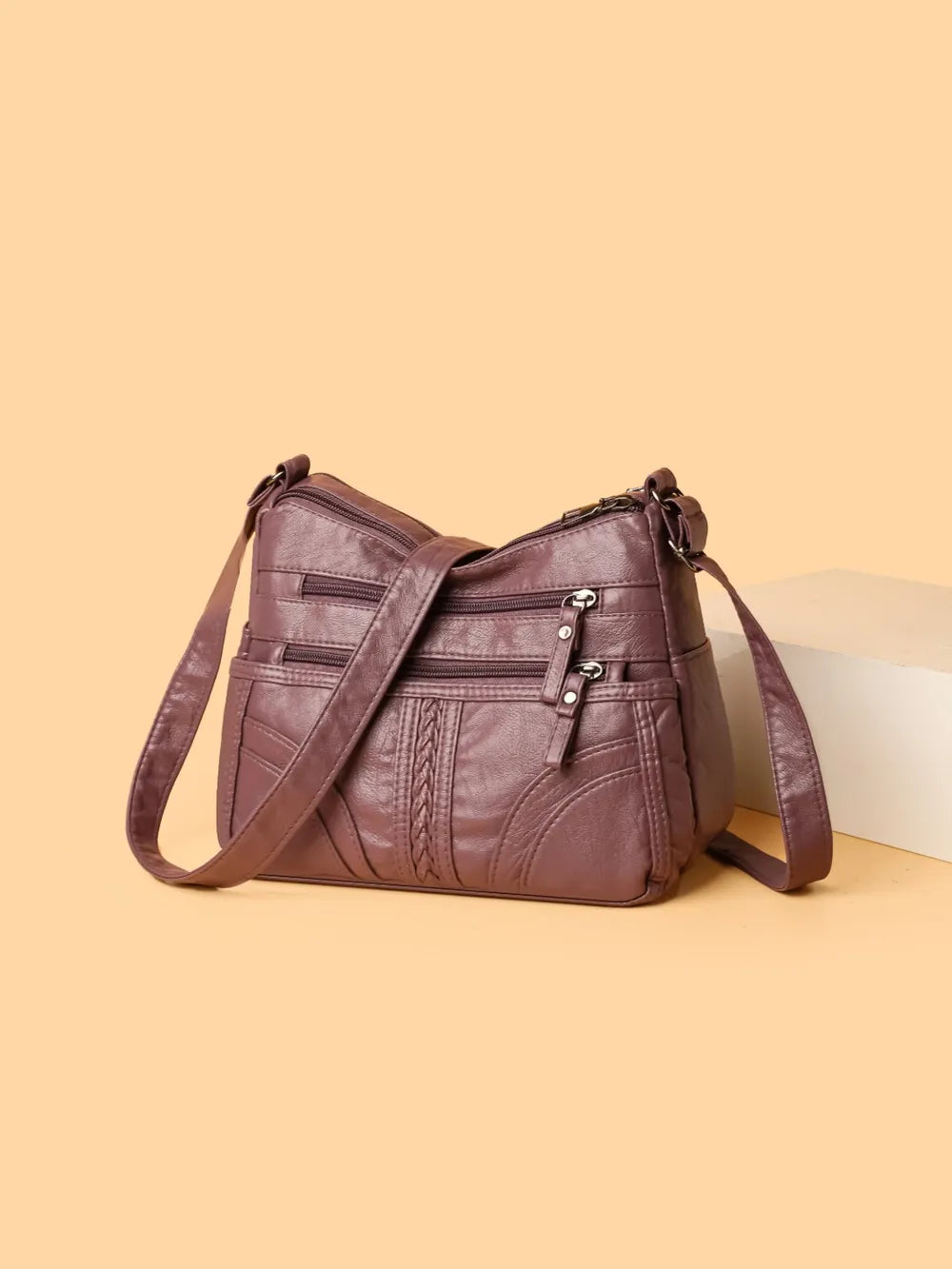 PU Leather Adjustable Strap Shoulder Bag