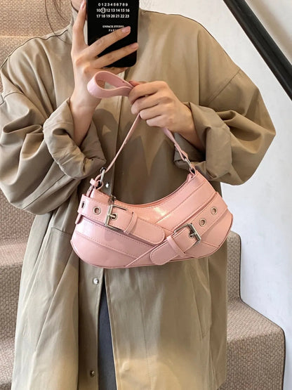 PU Leather Buckle Shoulder Bag