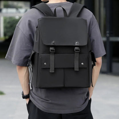PU Leather Multi-Pockets Adjustable Strap Backpack Bag