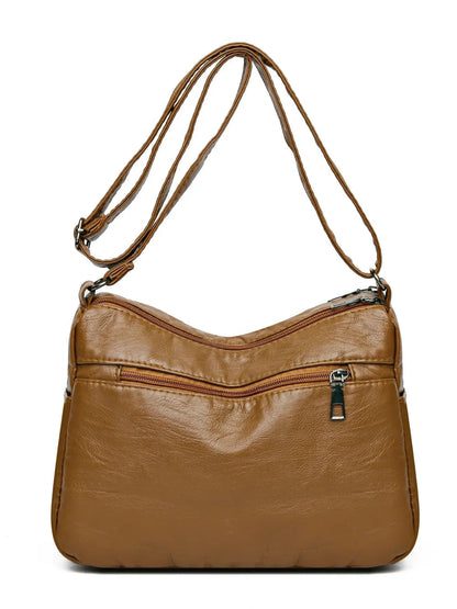 PU Leather Ruched Adjustable Strap Shoulder Bag