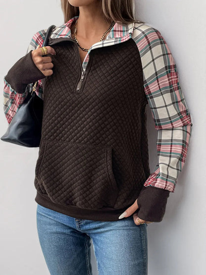 Retro patchwork retro texture pullover hoodie