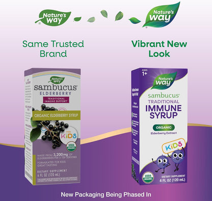 Nature's Way Sambucus Kids Organic Elderberry Syrup Berry Flavor 4 Fl Oz