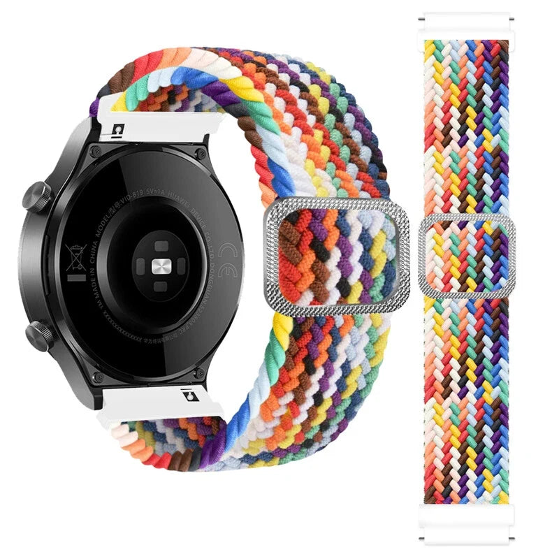 MVSSAT Braided Magnetic Buckle Watch Band 22mm Rainbow