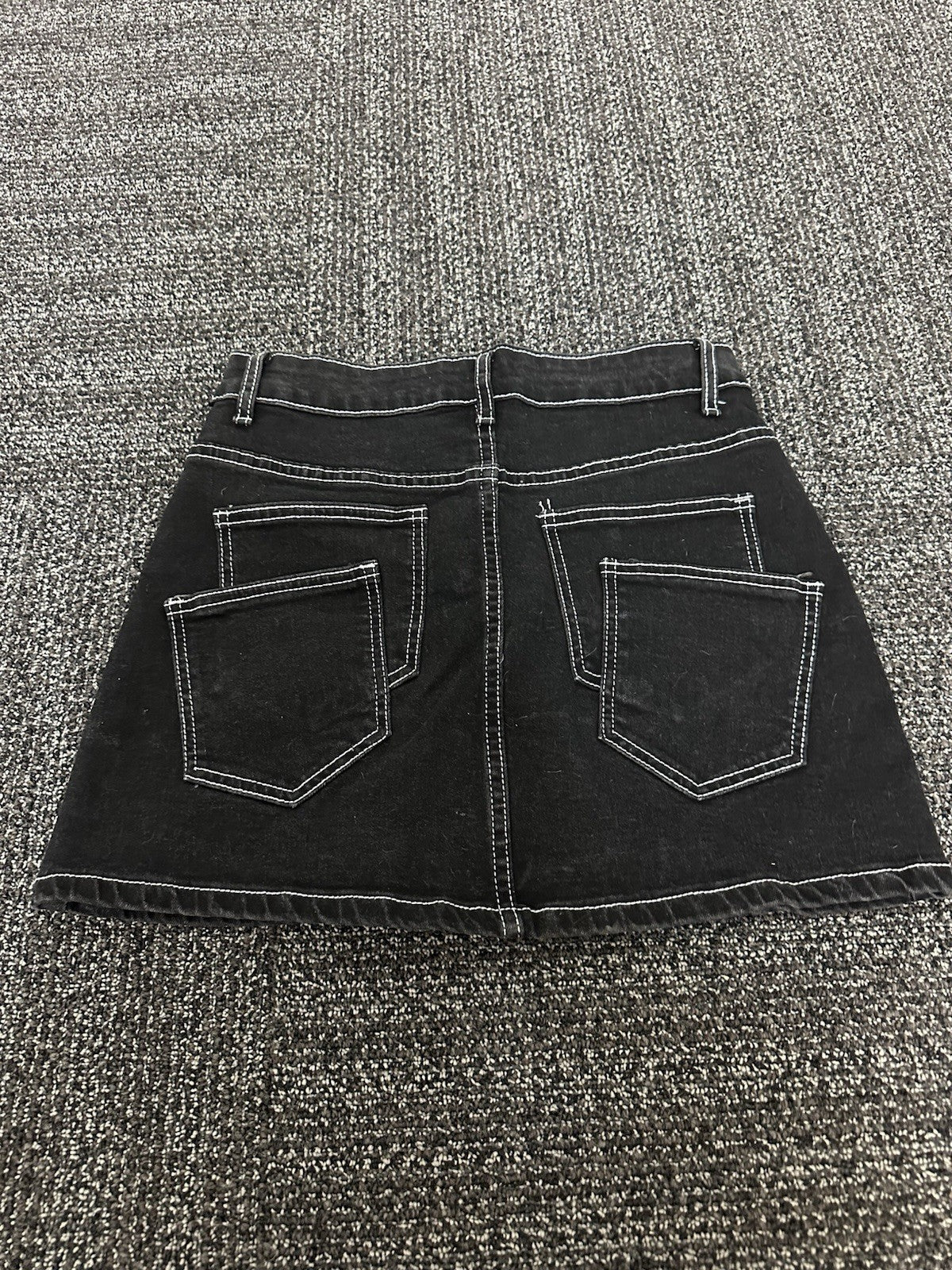 HTD Women's Sexy Mini Denim Skirt Irregular Pockets Dark Grey Size XXL