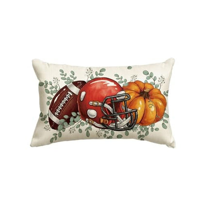 Yxuiyal Fall Pillow Covers 12x20 Inch Plaid Orange Pumpkin Leaf 2 Pack