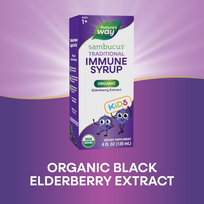 Nature's Way Sambucus Kids Organic Elderberry Syrup Berry Flavor 4 Fl Oz