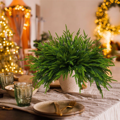 16 Pcs Norfolk Pine Branch 18in Artificial Christmas Green Plastic
