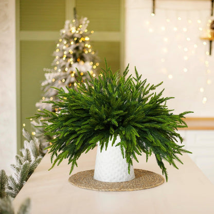 16 Pcs Norfolk Pine Branch 18in Artificial Christmas Green Plastic