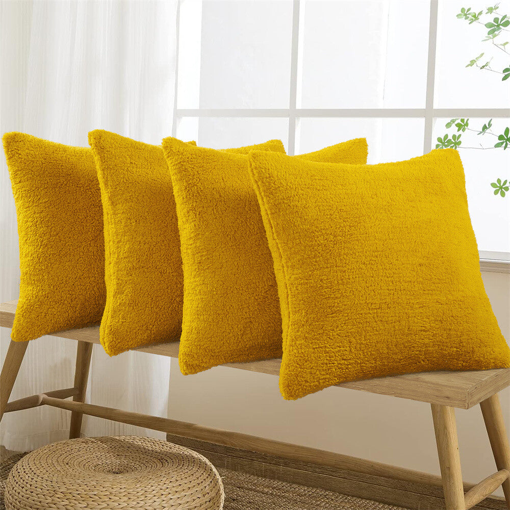 VAKADO Yellow Corduroy Couch Throw Pillow Covers 16x16 Set of 4