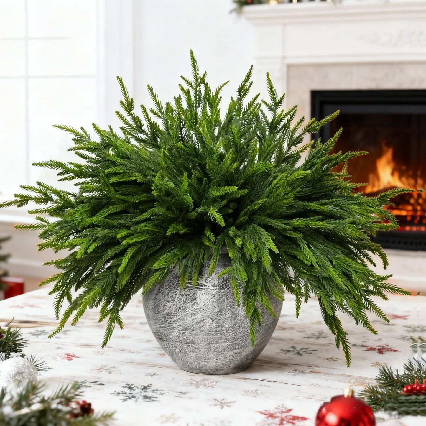 16 Pcs Norfolk Pine Branch 18in Artificial Christmas Green Plastic