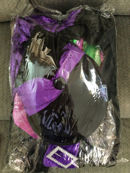 Poshetion Light-Up Witch Costume Dress Hat Broom Size M Child Medium