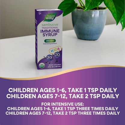 Nature's Way Sambucus Kids Organic Elderberry Syrup Berry Flavor 4 Fl Oz