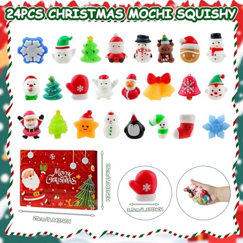 Govetom 2025 Christmas Advent Calendar 24 Days Multi-color Mochi Squishy Toys