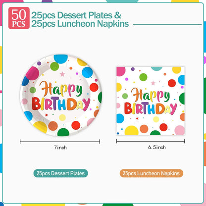 LeZakaa Birthday Paper Plates Set 50pcs 7 & 9 Inch Happy Birthday Balloon