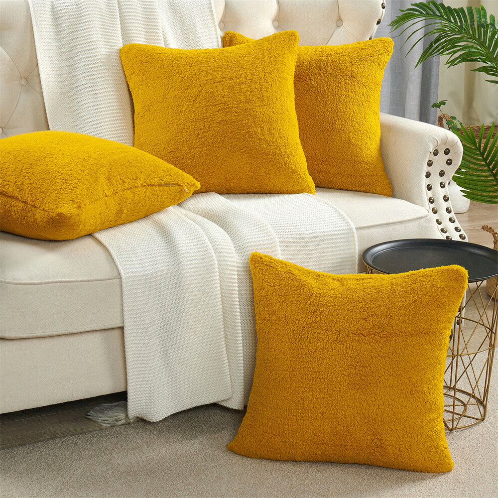VAKADO Yellow Corduroy Couch Throw Pillow Covers 16x16 Set of 4