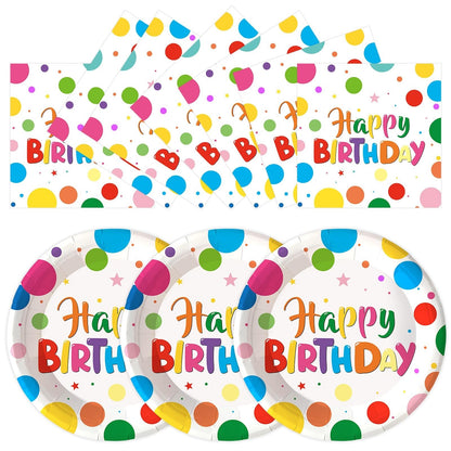 LeZakaa Birthday Paper Plates Set 50pcs 7 & 9 Inch Happy Birthday Balloon