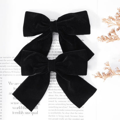 Aileam Velvet Hair Bows 2PCS Black 4" Big Fall Alligator Clips