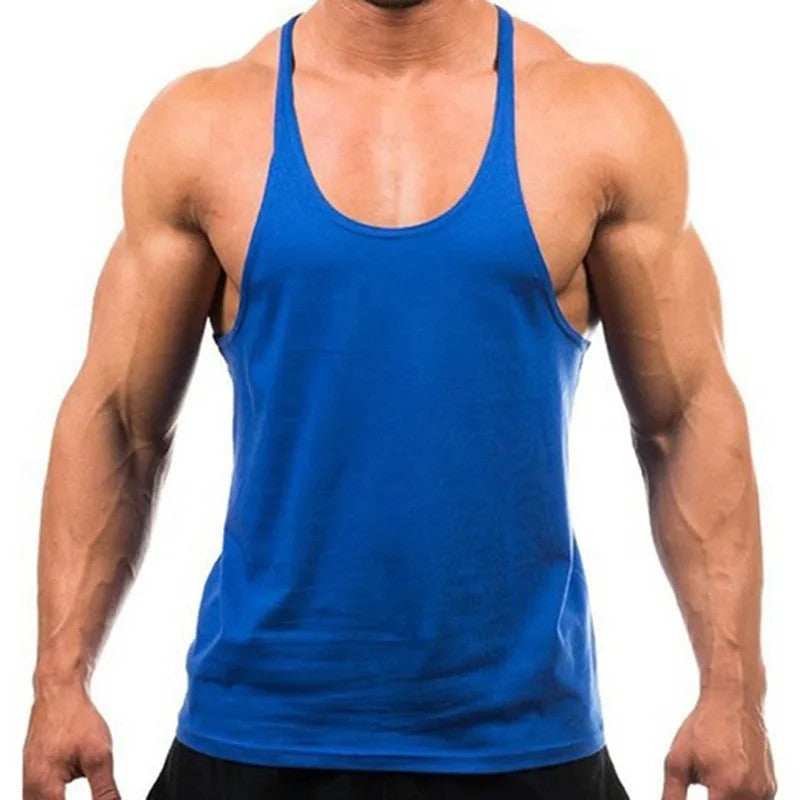 Runcati Mens Workout Stringer Tank Top Gym Muscle Athletic Blue Size XL