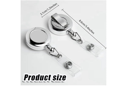 Frascati Silver Retractable Metal Badge Reels 24 Inch Cord 30 Pack