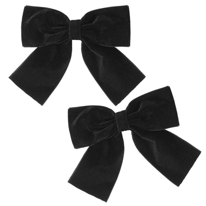 Aileam Velvet Hair Bows 2PCS Black 4" Big Fall Alligator Clips