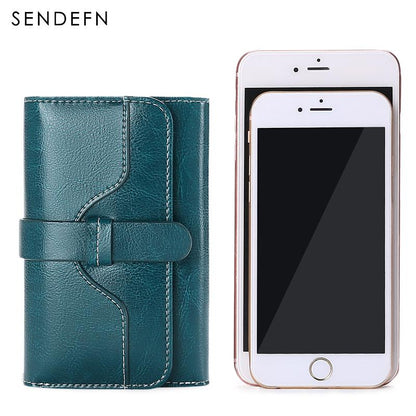 Sendefn  Wallet-female Short Women's Hasp Women Purse Split Leather With Coin Pocket Mini