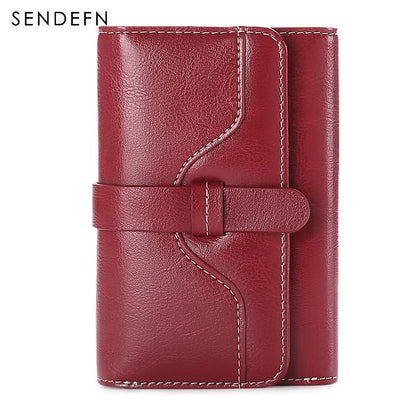 Sendefn  Wallet-female Short Women's Hasp Women Purse Split Leather With Coin Pocket Mini