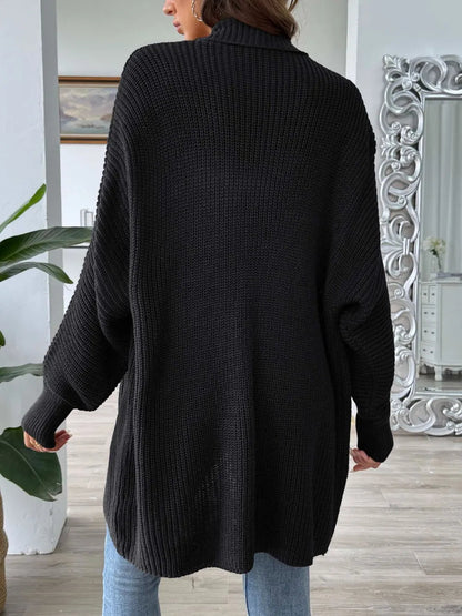 Simple and fashionable loose sweater with pearl nail beads cardigan