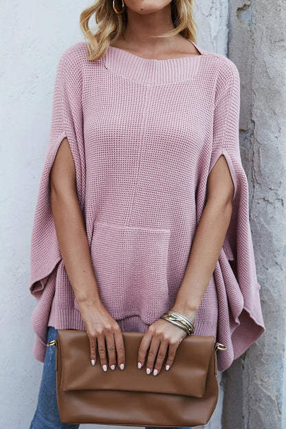 Solid color casual style plus size women's knitted sweater