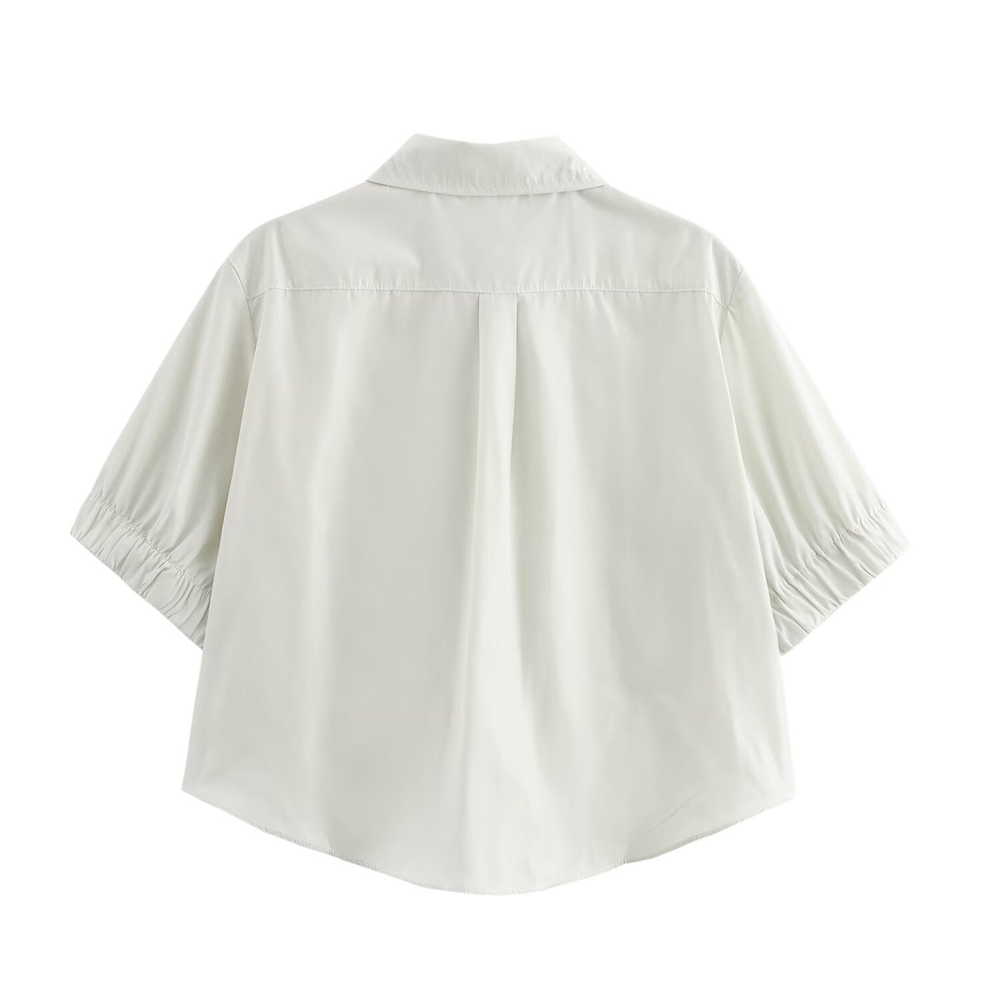 Solid color short shirt wide swing MIDI skirt