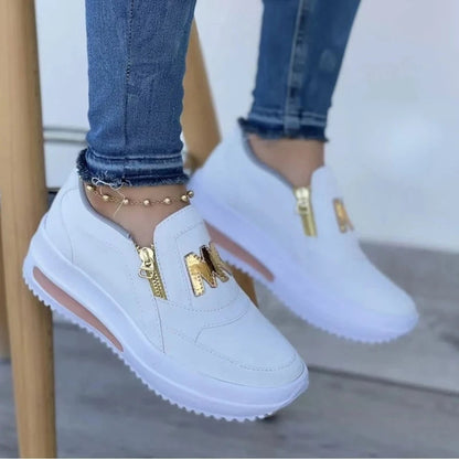 Sports single shoes sponge cake flat bottom side zipper color casual sports shoes