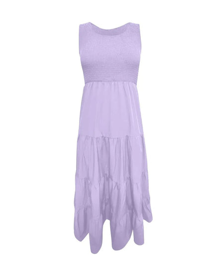 Strap top skirt with pleats and spliced A-line large swing dress