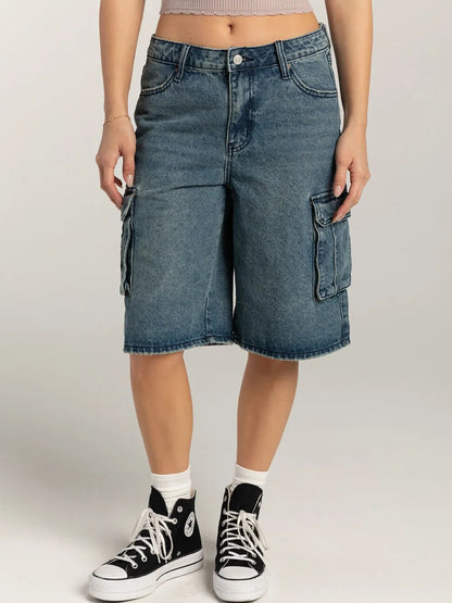 Street trendsetters ordinary washed workwear women's denim straight leg pants