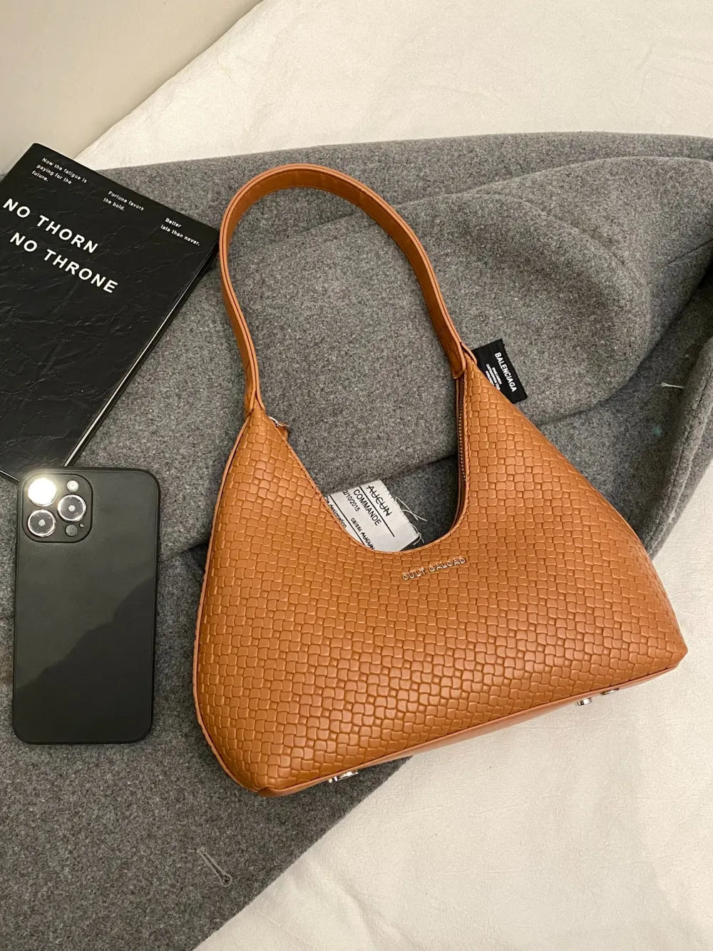 Texture PU Leather Shoulder Bag