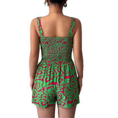 Two piece set of minimalist camisole printed shorts