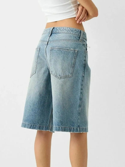 Urban casual regular washed loose women's denim pants