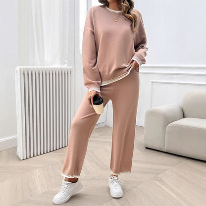 Vacation style loose long sleeved two-piece set