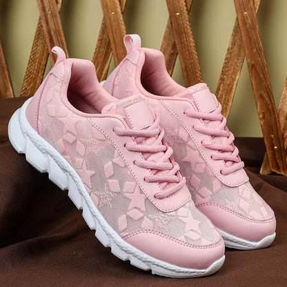 White shoes breathable lightweight casual sports women's shoes soft soled running shoes