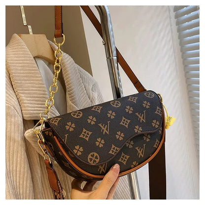 Women'S Saddle Bag Elegant Ladies Top Handbag Large Capacity Korean Trend Female Printing High-End Shoulder Messenger Bag