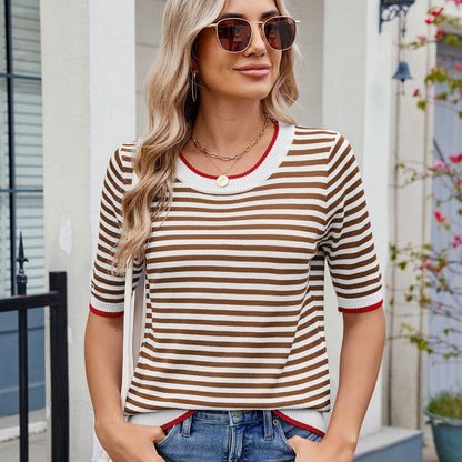 Women's striped T-shirt short sleeved shirt