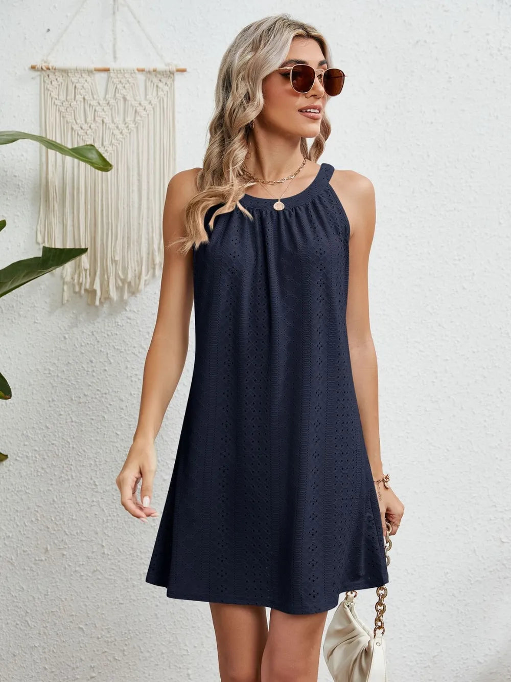 Women's swimsuit hollowed out crochet top sleeveless beach dress